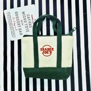 Trader Joe's Micro Canvas Tote Bag Green